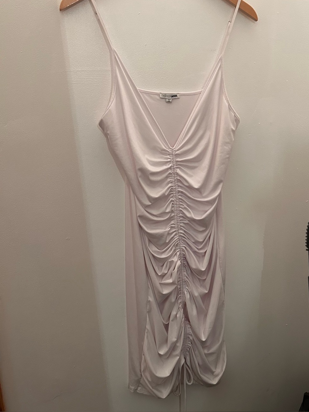 Fashion Nova White Ruched Slip Dress